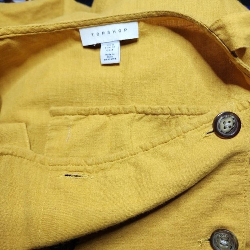 Topshop Mustard Double Button Front Sleeveless Midi Dress 4 - Picture 7 of 8